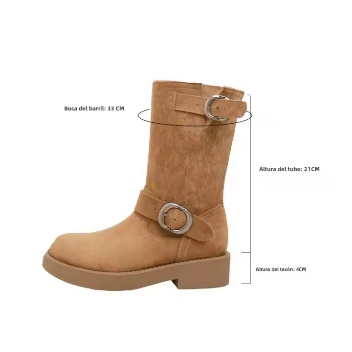 Botas occidentales con realce interior, botines cortos de punta redonda con tacón grueso retro, botas apilables - 1