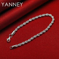 Pulsera de cadena de cuerda para hombres y mujeres, joyería de plata, 4 mm, 8 pulgadas - details 2