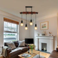Goeco Lámpara de Techo Colgante - Lámparas de Araña de Madera con Alambre Ajustable de Estilo Vintage 53*137CM Iluminación Eficiente con Lámina Lacada y Bombilla E27 - details 4
