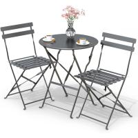 Juego de bistro con marco resistente y respaldo, juego de 1 mesa cuadrada y 2 sillas de terraza. - details 2