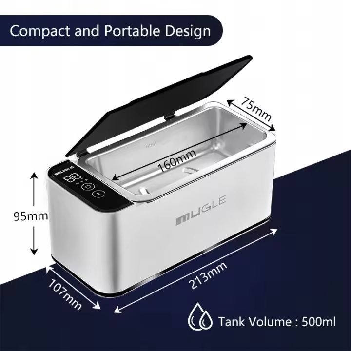 Limpiador ultrasónico, máquina de limpieza ultrasónica portátil para el hogar, 500ML - 1