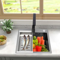 Fregadero de cocina integrado de acero inoxidable 304, juego de residuos, grifo de cocina, 38x28x19cm/15x11x7, 48 pulgadas - details 4