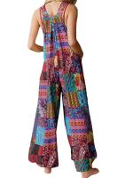 Nuevos y cautivadores monos de verano para mujer, mono informal sin mangas con cuello cuadrado de estilo étnico Multicolor con bolsillos para - details 8