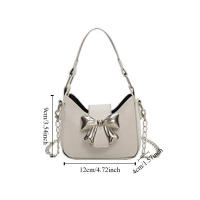 Bolso informal de piel sintética con hebilla y lazo para mujer, bolso de mano de Color sólido, bolso de cubo plateado, Mini bolso cruzado, bolso de hombro para mujer y niño - details 2