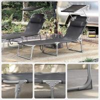 3 cm, Plegable, Tumbona, 193 x 53 x 29,5 cm, Capacidad 150 kg, Sombrilla Respaldo Inclinable, Jardín, Piscina, Terraza, Negro GCB193B01 - details 2