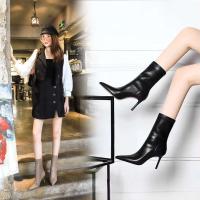 Tacones Mujer's New Rubber zapatos cortos 2024 Otoño e Invierno botines de Mujer de tacón alto negros de lujo - details 5