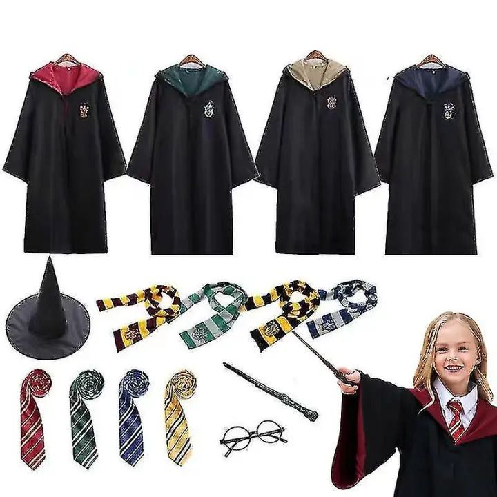 Harry Potter 6pc Set Magic Wizard Fancy Dress Cape Cloak Costume Z - 1
