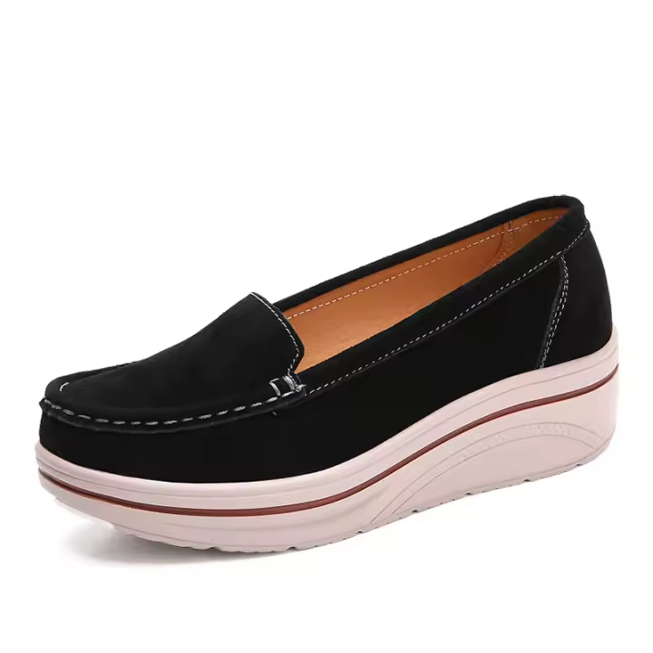 Zapatillas de mujer sin cordones, zapatos cómodos de piel de ante, zapatos anchos - 1
