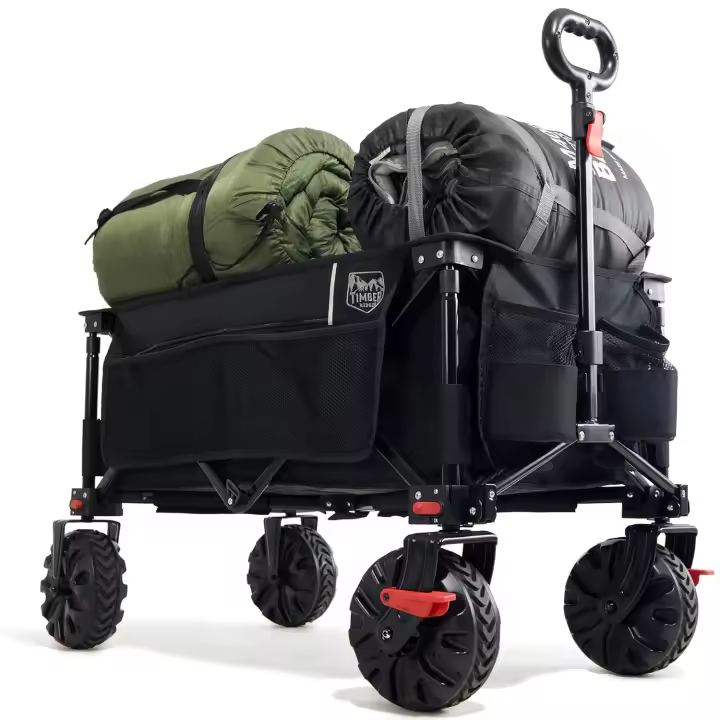 Carrito de Playa Grande con Ruedas Transporte Plegable para Jardín Carga hasta 100kg - 1
