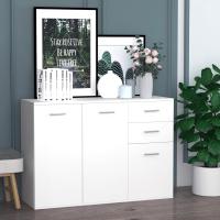 Aparador Armario de Cocina con 2 Puertas Buffet de Salón con 2 Cajones Estante Ajustable Estilo Moderno para Comedor 106x35x76cm Blanco Brillante - details 1