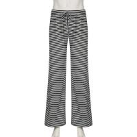 Pantalones de punto de pierna ancha a rayas con cintura elástica para mujer, novedad en la moda 2025 - details 4