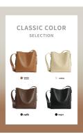 Minimalista Bolsa de Hombro de Cuero de Vaca para Mujeres de Gran Capacidad Bolsa de Hombro de Cuero Auténtico - details 2