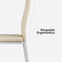 Sillas de Comedor de 4 Piezas Elegantes Resalto Alto, Asiento Ergonómico, Diseño con Costuras Decorativas Material de Piel Sintética, Estructura de Acero - details 18