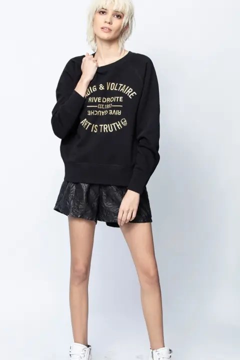 Sudadera con Capucha Bordada de Algodón Rosa Jersey Clásico Francés ZV 24 Principios de Otoño - 1