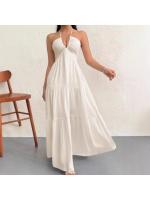 Vestido de verano con tirantes en el cuello mujer, estilo súper hada francés, ideal para vacaciones junto al mar. - details 0