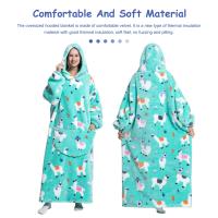 Manta de gran tamaño con capucha para adultos, conjunto de ropa de invierno de lana para la familia, dinosaurio, tiburón, Tigre, gris y rosa - details 0