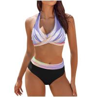 Bikini con estampado floral para mujer, traje de baño de dos piezas, de cintura alta, para adolescentes - details 3