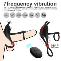 Leten retardante de eyaculación anillo inalámbrico Control remoto estimulador masajeador vibrador juguetes sexuales para hombres pareja - details 0