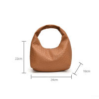 Bolso de hombro tejido en relieve para mujer, bolsa de mano de cuero PU suave, con asa superior pequeña, informal, para uso diario - details 24