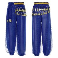Harem de danza del vientre oriental para mujeres y niñas, gasa con lentejuelas de lunares, pantalones árabes brillantes para Halloween y carnaval - details 1