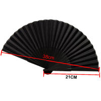 Abanico plegable de seda para hombre, ventilador de mano grande, grueso, chino, color negro, 2 piezas - details 1