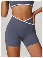 Pantalones cortos de Yoga cruzados de cintura alta, ajustados y Nude, pantalones deportivos de levantamiento de cadera de melocotón, pantalones de Fitness al aire libre para mujer - details 7