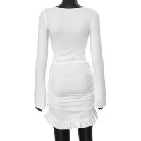 Elegante Vestido Bodycon con Volantes Manga Larga, Giro de Volantes, Vestido Mini para Mujer en Otoño Moda de Fiesta en Club Elegante - details 2