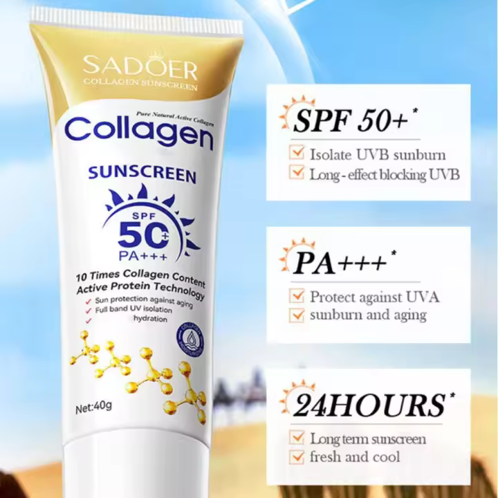 SADOER crema de protección solar Spf 50 Control de aceite Anti UV antioxidante hidratante cuidado de la piel crema solar hidratante Facial de larga duración - 1