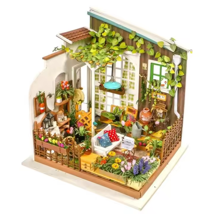 Robotime DIY con muebles sala de estudio Simons café niños adultos casa de muñecas miniatura casa de muñecas Kits de madera juguete - 1