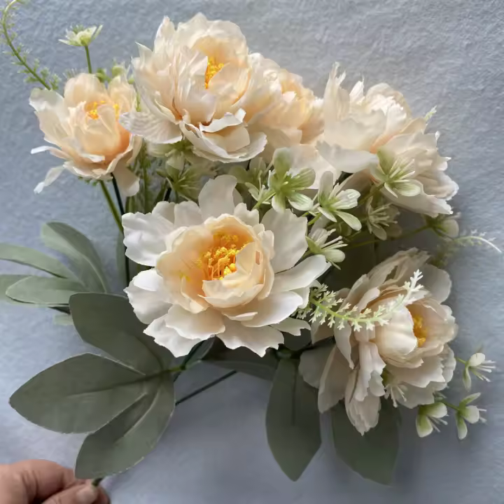 Nuevos regalos de flores de seda de peonía de 35cm, flores de peonía artificiales DIY, 6 cabezas, accesorios para fotos de flores falsas - 1