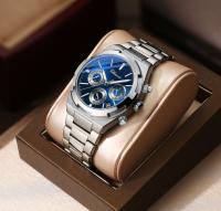 Reloj para hombre Reloj multifuncional Calendario Cronógrafo de fase lunar Reloj para hombre Cinturón de acero Luminoso resistente al agua - details 16