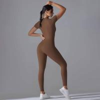 Body de yoga para mujer, ropa moldeadora deportiva de manga corta, traje de gimnasio de una pieza, nailon de color sólido - details 2