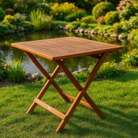Mesa Plegable de Madera de Acacia 70x70cm Mesita de Jardín Mesa Portátil Exterior Balcón - details 1