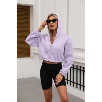 Sudadera con capucha y cremallera para mujer, estilo holgado, corto y plano, a la moda - details 21