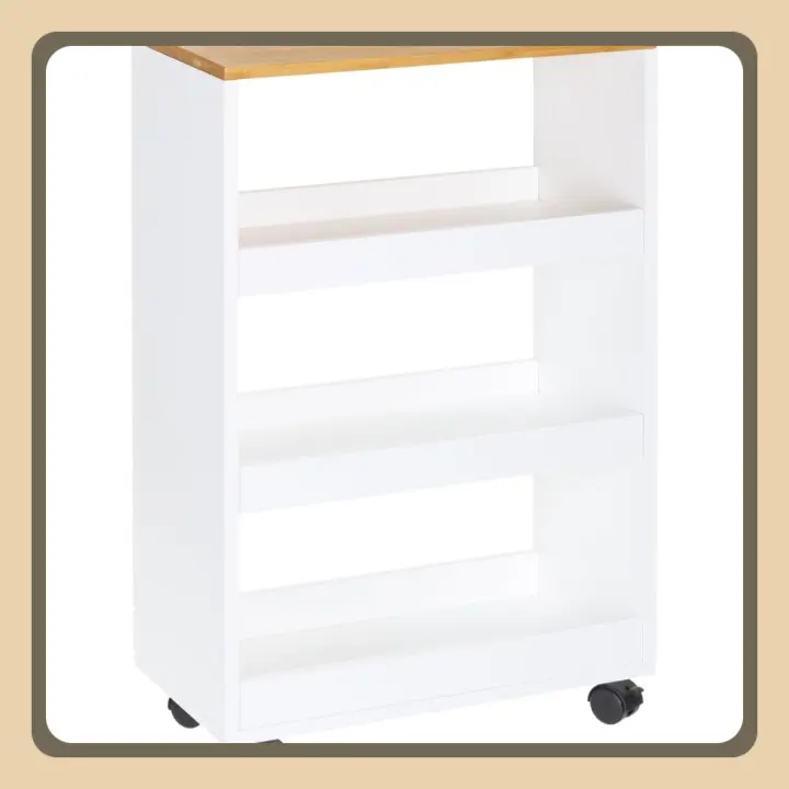 Carro verdulero Moderno Blanco de Madera para Cocina Básico, 48 x 24 x 77,20 cm - 1