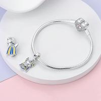 Pulsera de plata de dos tonos con colgante triple celestial de cuentas en forma de corazón para la fabricación de joyas - details 11