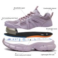 Zapatos de trabajo con punta de acero para mujer, calzado de seguridad de malla transpirable, botas de trabajo industriales, 35 - details 8