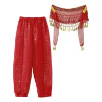 Harem de danza del vientre oriental para mujeres y niñas, gasa con lentejuelas de lunares, pantalones árabes brillantes para Halloween y carnaval - details 9
