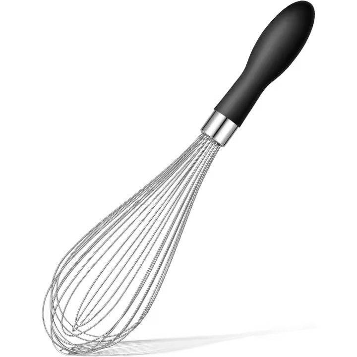 Batidor de alambre de acero inoxidable para cocina, herramienta Wisk Wisking con mango de silicona suave, 12 pulgadas - 1