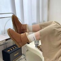 Invierno 2023 nuevas botas de nieve con cordones de tubo medio de piel de oveja para mujer - details 5