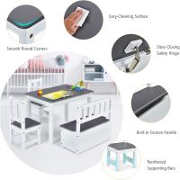 2 Sillas para Niños con Banco, Conjunto de Muebles con Banco de Almacenaje, Muebles Infantiles de 4 Piezas para Niños de 3 a 7 Años (Natural) - details 10