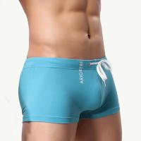 Pantalones cortos de natación para hombre con cordón en la cintura elástica Slim Fit U convexo cintura media Boxers de baño surf deportes acuáticos bañadores - details 11