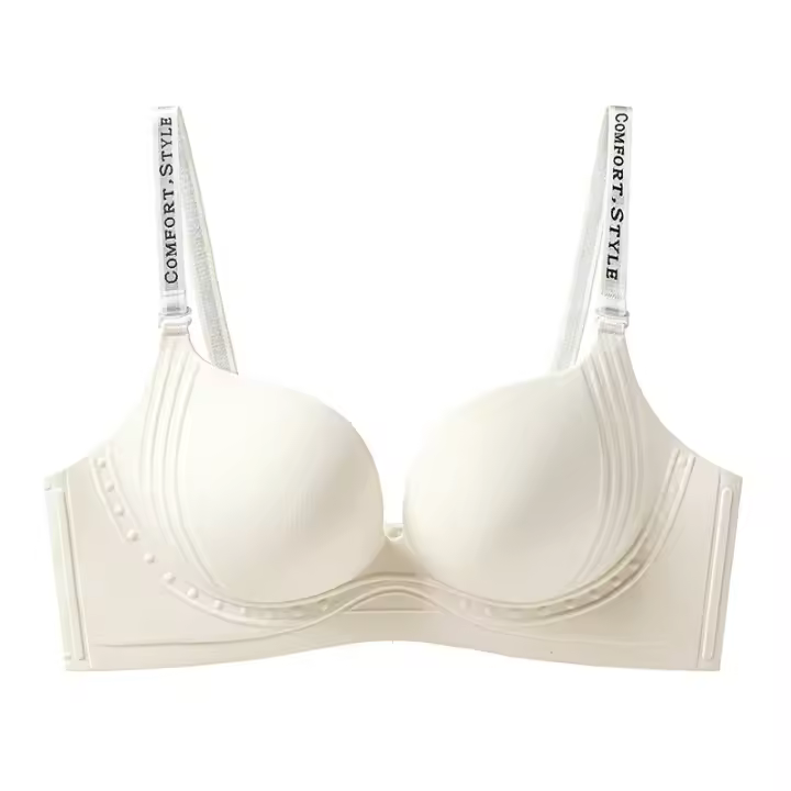 Sujetador suave con letras en V profundo para mujer, sujetador ajustado a prueba de golpes, pechos recogidos, ropa interior push-up sin rastro para niñas - 1