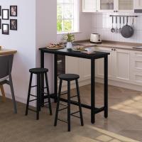 Conjunto de Mesa de Bar y 2 Taburetes, Muebles de Comedor, Mesa Alta y Taburetes de Bar, Barra Cocina y Salon, 140x40x100 cm, Metal + MDF, Roble Claro - details 41