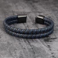 Pulsera De Cuero Genuino Para Hombres Diseño Especial Azul Y Negro Regalo De Boda De Navidad Cumpleaños Pulseras Y Bangles De Moda - details 1
