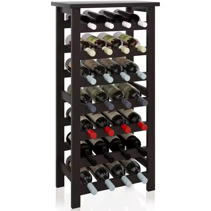 Botellero de Bambú Soporte para 28 Botellas con Parte Superior de Mesa - 1