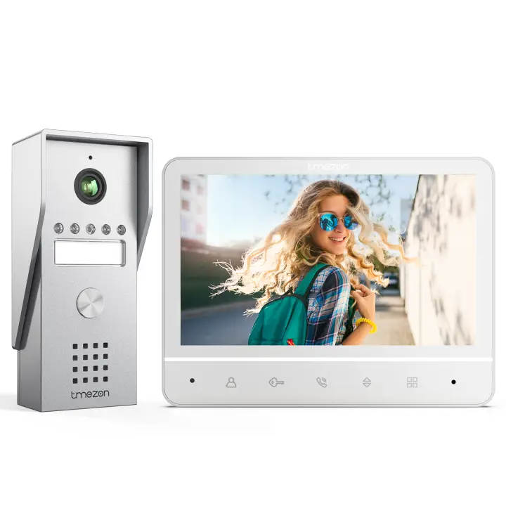 TMEZON-videoportero con 4 cables, intercomunicador con abridor de puerta, portero con cámara, de 7 pulgadas pantalla a Color, cámara de visión amplia de 120 ° - 1