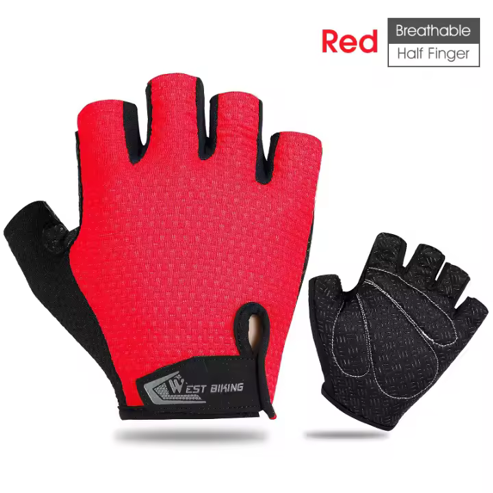 WEST BIKING-guantes de medio dedo para ciclismo, antideslizantes, para ciclismo de montaña y carretera, para hombre y mujer - 1