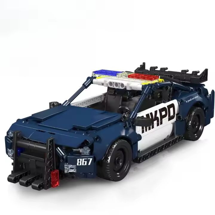 15073 Juegos de construcción de automóviles de policía de barricadas, kit de modelo de coche de juguete de carreras de arrastre extraíble Mustang deformado MOC, regalo para entusiastas de las colecciones de niños/adultos (786 piezas, versión dinámica) - 1