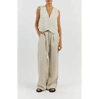 Conjunto Casual de Moda para Mujer verano 2025 Traje de Algodón y Cáñamo con Pantalones de Pierna Ancha Conjunto Vestido - details 0
